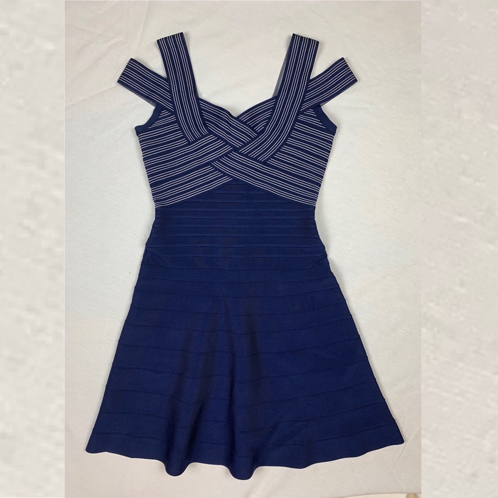 Herve Leger blue mini dress - NWT